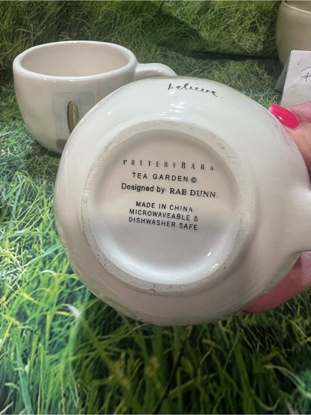 Rae Dunn Pottery Barn Ceramic Mug with 'believe' Script - Picture 2 of 2